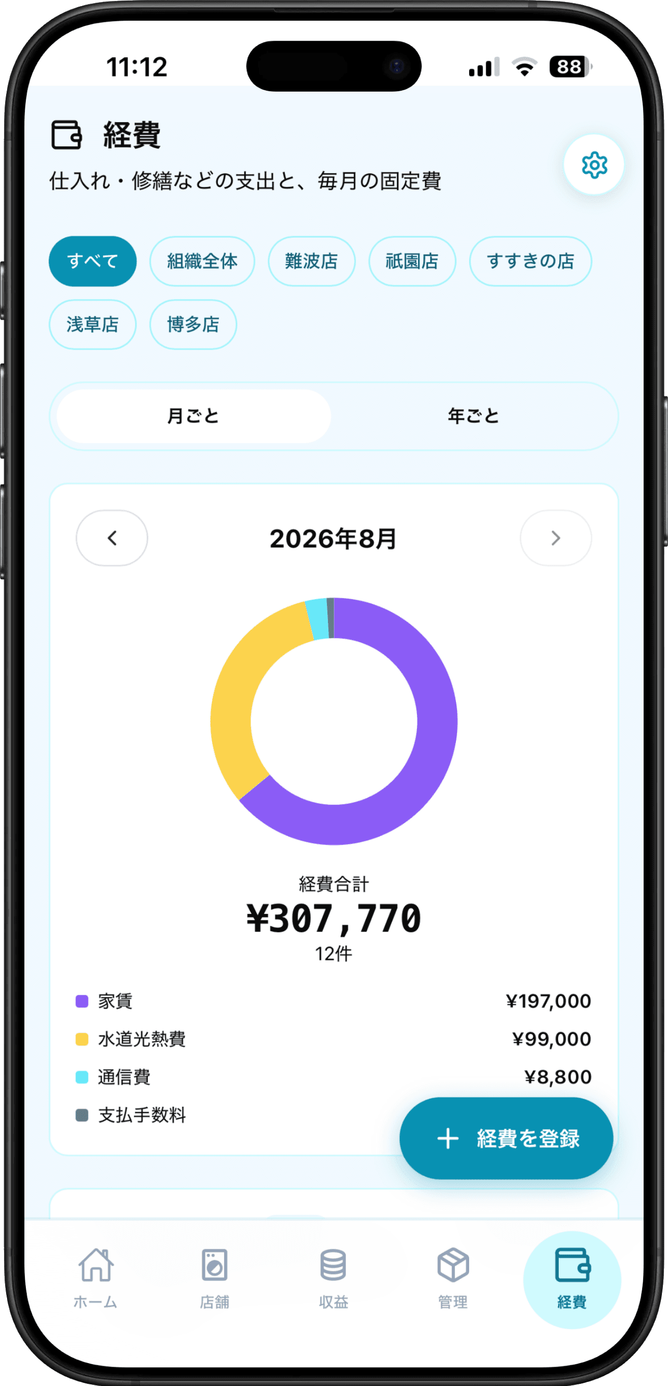 経費管理画面
